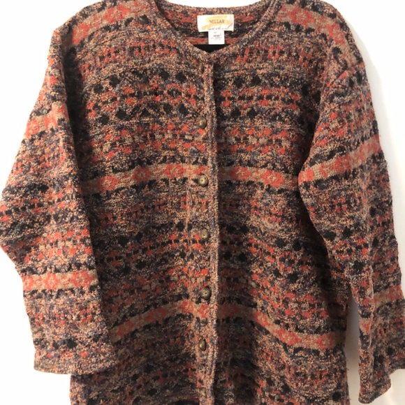 Millar vintage cottage core silk/wool mottled button front cozy M - Picture 2 of 4